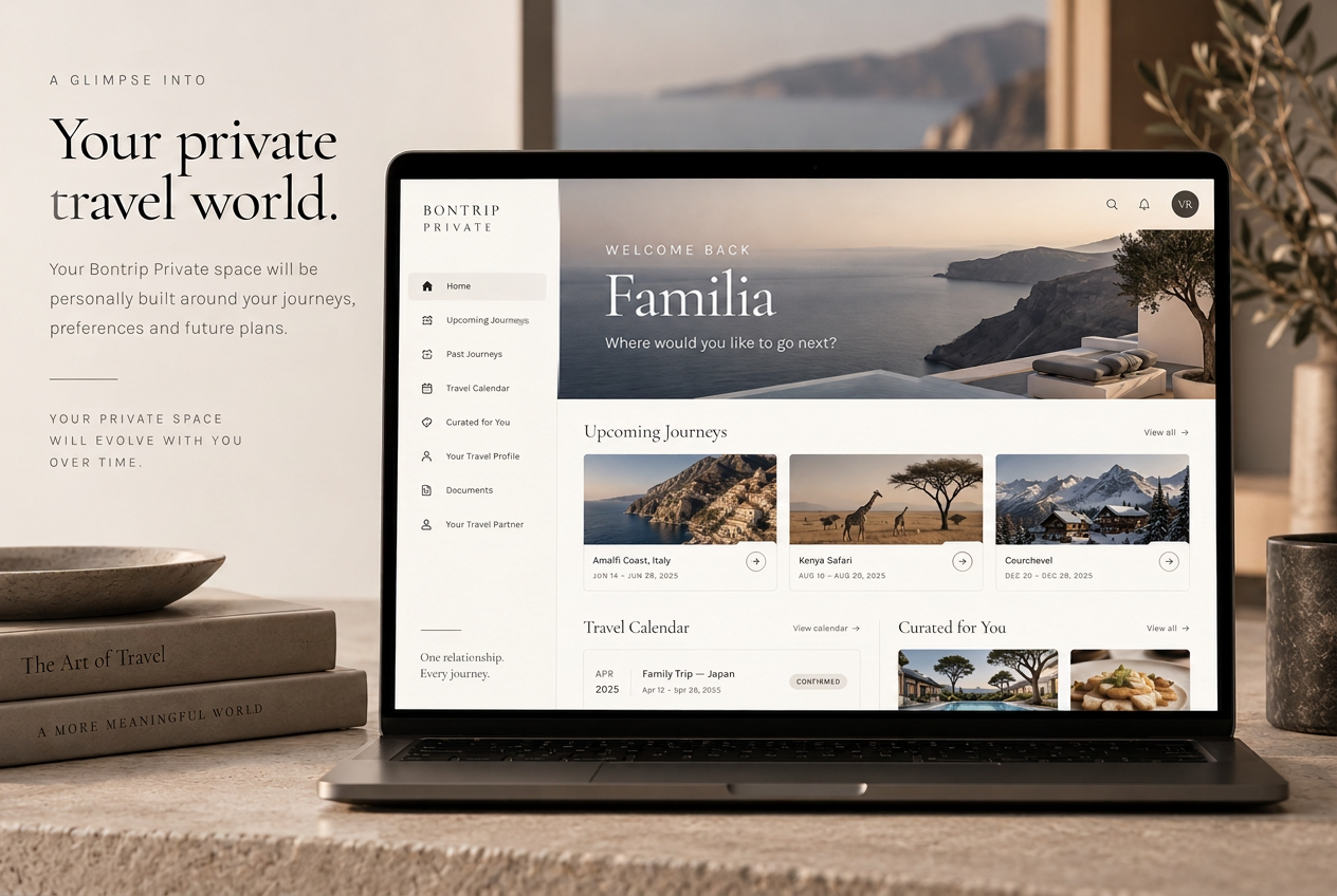 Bontrip Private travel space shaped around one client’s journeys